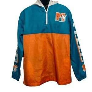 MTV Windbreaker M Unisex Sleeve Logo 1/4 Zip Jacket